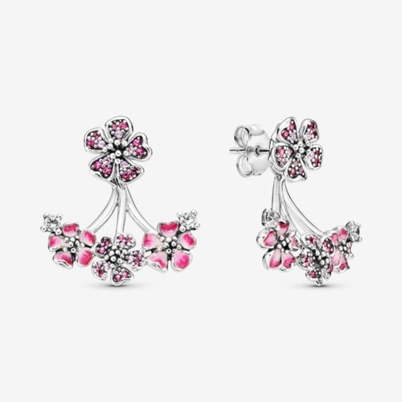 🔔Pandora Pink Peach Blossom Flower Stud Earrings - Picture 1 of 2